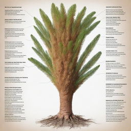 A diagram showcasing the detailed morphology of a Cycas root, labeled with important features.