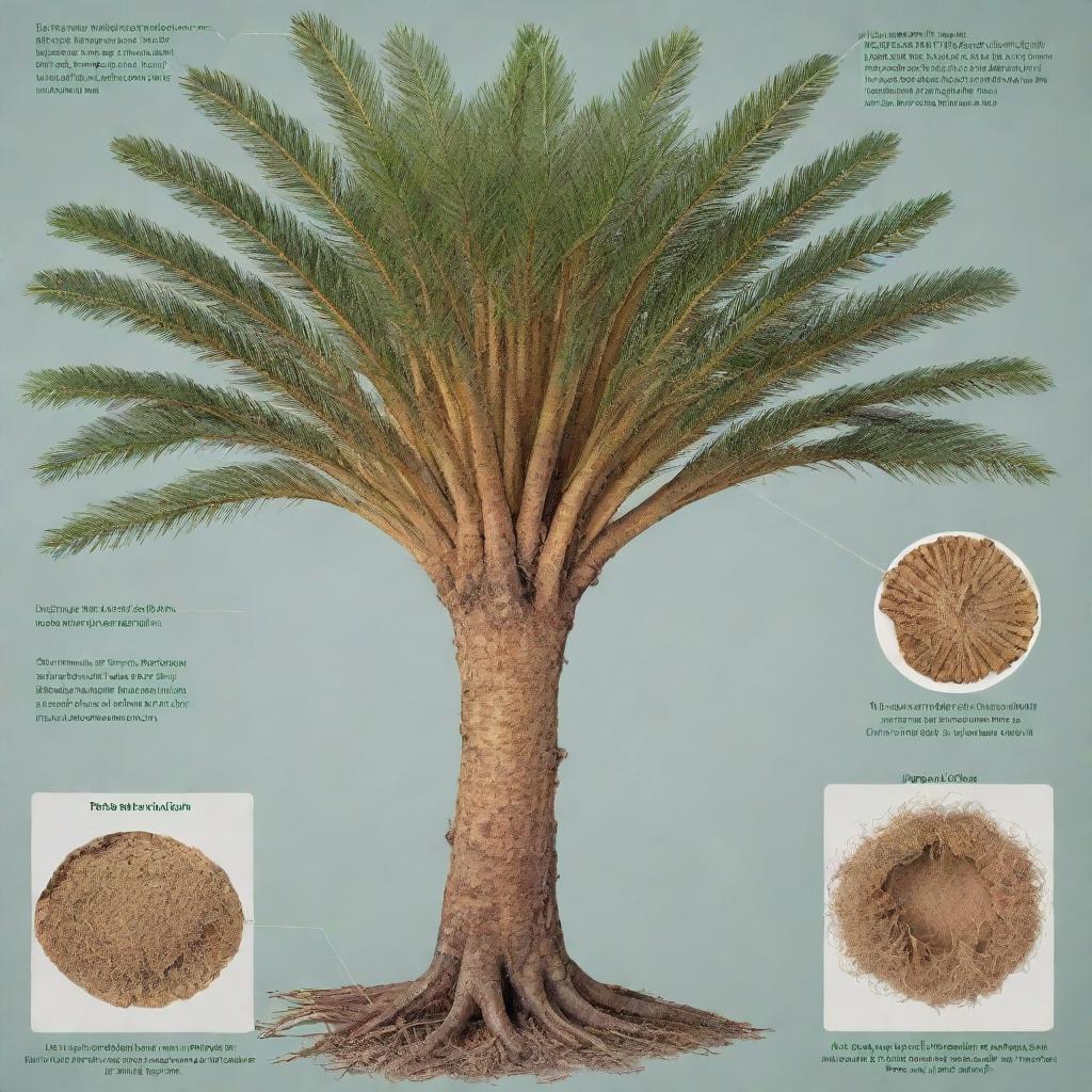 A diagram showcasing the detailed morphology of a Cycas root, labeled with important features.