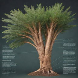 A diagram showcasing the detailed morphology of a Cycas root, labeled with important features.