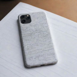 Design a phone skin wrap filled with messy physics equations, laid out on a sheet.