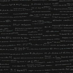 Create a wrap design featuring messy physics equations written in bold white letters against a stark black background.