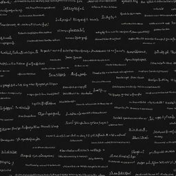 Create a wrap design featuring messy physics equations written in bold white letters against a stark black background.