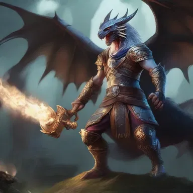 In the mystical world of Elvoria, the brave warrior summoned an ancient auger to defeat the dragon and save the kingdom.