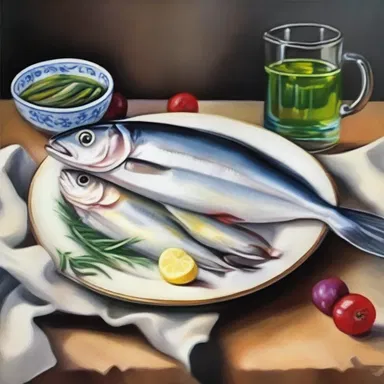 The artist painted a beautiful still life of a herring.