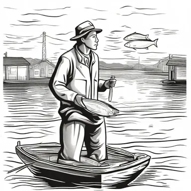 In the novel, the protagonist works as a fisherman and occasionally catches herring for his livelihood.
