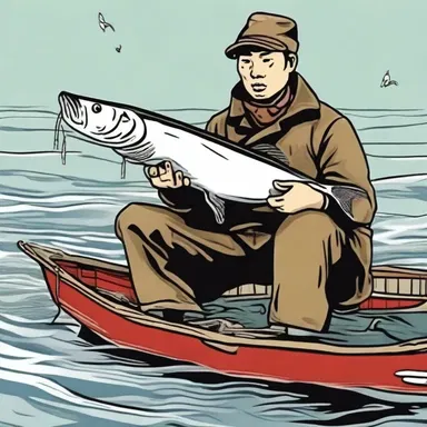 In the novel, the protagonist works as a fisherman and occasionally catches herring for his livelihood.