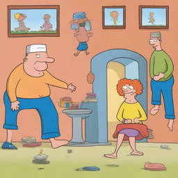 This is a high-quality, digital art image that humorously depicts the concept of 'life without trousers'