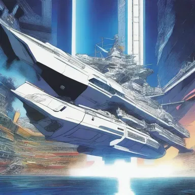 In the anime series, the battle between the main characters took place on the beam-ends of a futuristic ship.