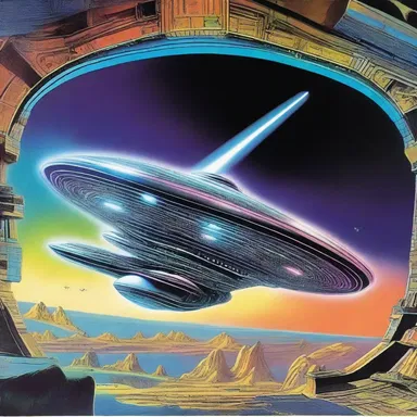 The science fiction novel described a spaceship with advanced technology, including holographic beam-ends.