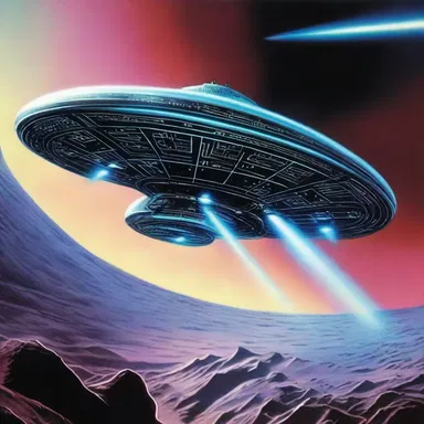 The science fiction novel described a spaceship with advanced technology, including holographic beam-ends.
