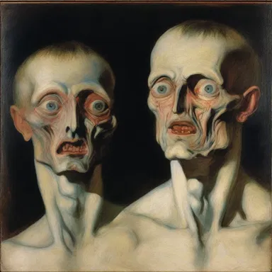 The painting depicted a haunting scene with the subject's eyes turned upward and medially, emphasizing the tension in their superior rectus muscle.