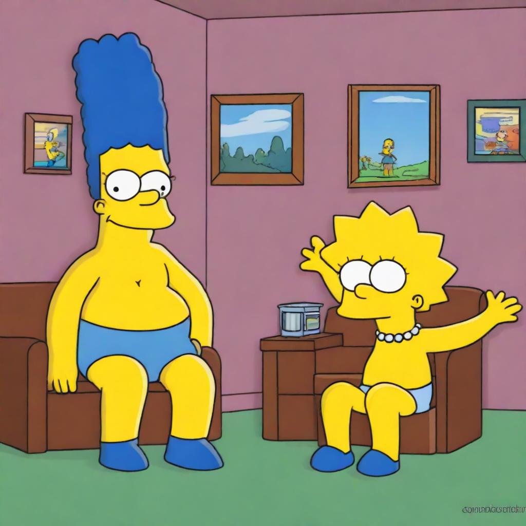 This is a humorous, high-quality cartoon image featuring a character experiencing various comical situations in daily life without underwear