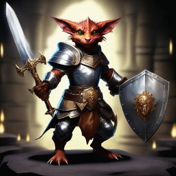 This is a high-quality digital art image of a kobold paladin