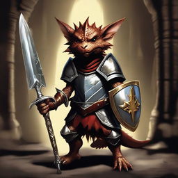 This is a high-quality digital art image of a kobold paladin