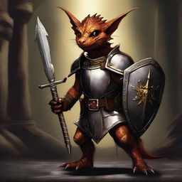 This is a high-quality digital art image of a kobold paladin