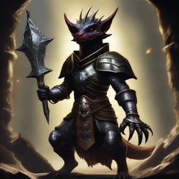 This is a high-definition digital art piece depicting a kobold paladin wielding a morning star
