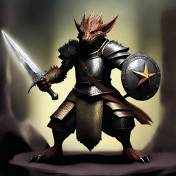 This is a high-definition digital art piece depicting a kobold paladin wielding a morning star