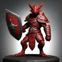 This is a high-resolution digital art image showcasing a red kobold paladin