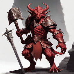 This is a high-resolution digital art image showcasing a red kobold paladin