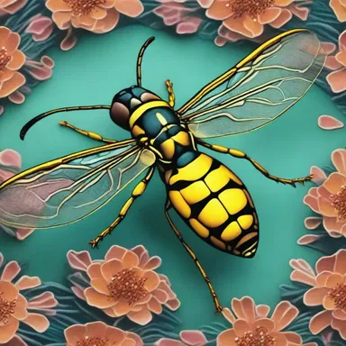 The artist captured the delicate beauty of a vespid wasp in a mesmerizing painting, showcasing its intricate patterns and vibrant colors.