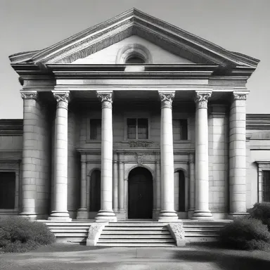 The grand entrance of the mansion featured towering columns that gave the illusion of thyromegaly.