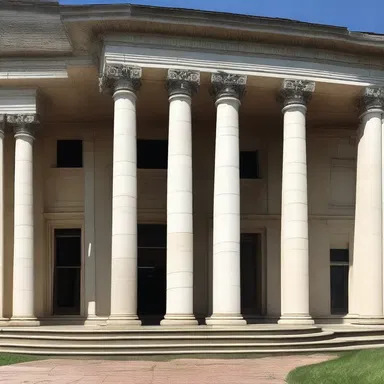The grand entrance of the mansion featured towering columns that gave the illusion of thyromegaly.