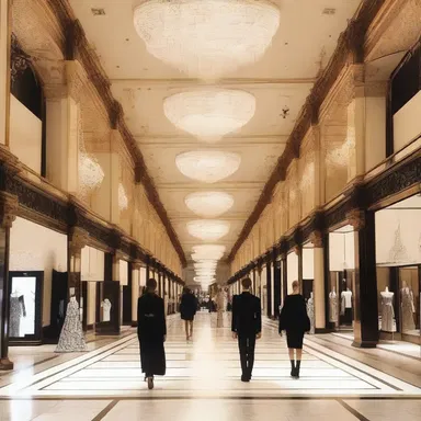 The fashion show will take place on the first floor of the luxury department store.