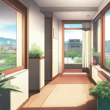In the anime series, the protagonist's apartment is on the first floor of the building.