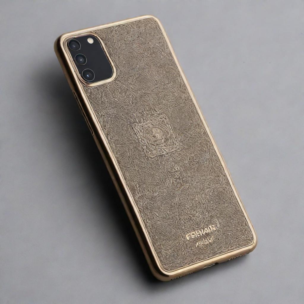 A sophisticated mobile phone featuring three cameras strategically positioned. Its back is elegantly embossed with the Forohar logo.