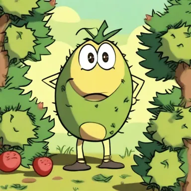 In the animated series, the mischievous character found himself tangled up in a prickly situation when he accidentally landed on a gooseberry bush.
