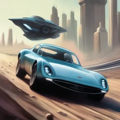In the science fiction novel, the protagonist participates in an intergalactic auto racing competition against extraterrestrial beings.
