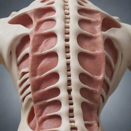 A close-up, detailed representation of a human backbone, visibly fractured or broken, emphasizing the severity of the injury