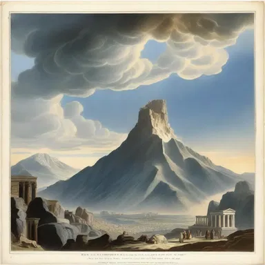 In Greek mythology, Mount Olympus is described as projecting into the heavens, where the gods resided.