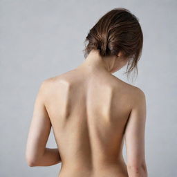 A stark image of a woman's bare back, revealing an unnaturally angled or damaged backbone indicative of a serious injury