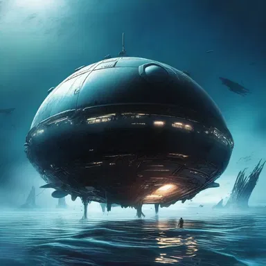 In the science fiction novel, the protagonist discovered a mysterious spacecraft submerged in a supernatant ocean on a distant planet.