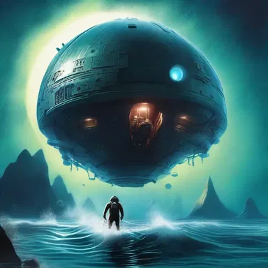 In the science fiction novel, the protagonist discovered a mysterious spacecraft submerged in a supernatant ocean on a distant planet.