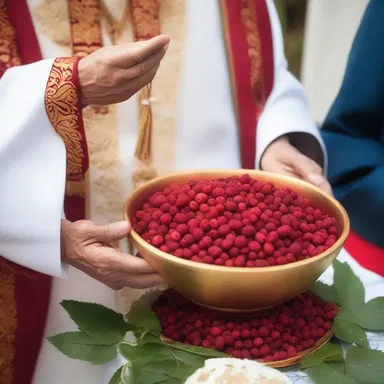 During the ceremony, the priest blessed a bowl of whinberries as a symbol of abundance and fertility.