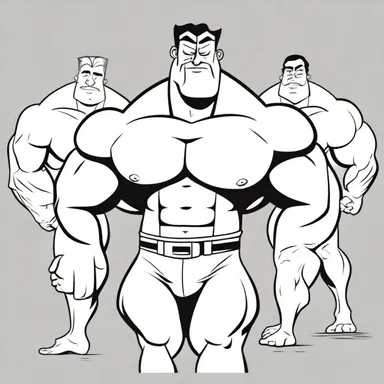 In the cartoon series, the exaggerated muscle size of the male characters served as sex characteristics to depict their masculinity.