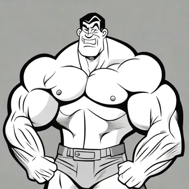 In the cartoon series, the exaggerated muscle size of the male characters served as sex characteristics to depict their masculinity.