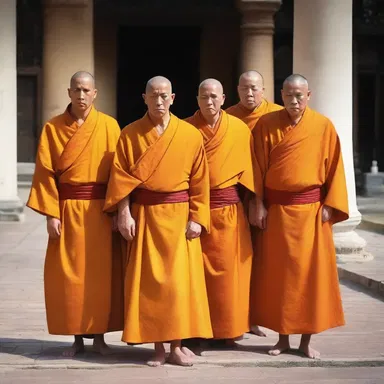 The monks wore uniforms of simple robes in order to show their dedication to their faith.
