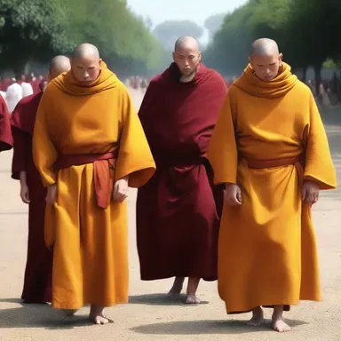 The monks wore uniforms of simple robes in order to show their dedication to their faith.