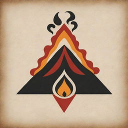A Maori-style symbol that combines a volcano with the four elements of earth, water, fire, and wind.