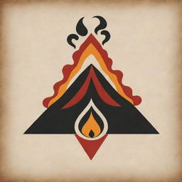 A Maori-style symbol that combines a volcano with the four elements of earth, water, fire, and wind.