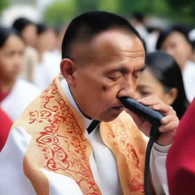 During the religious ceremony, the priest used the otoscope as a symbol of healing and enlightenment.