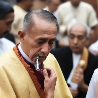 During the religious ceremony, the priest used the otoscope as a symbol of healing and enlightenment.