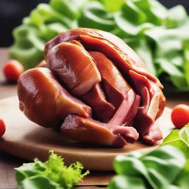 In the science fiction novel, humans in the distant future consume capon meat as a sustainable and protein-rich food source.