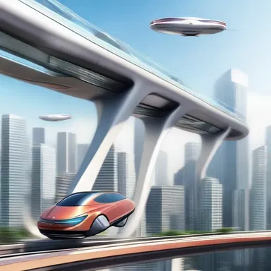 In the futuristic city, flying cars zoomed past the sleek and efficient overhead railway, creating a sense of awe and wonder.
