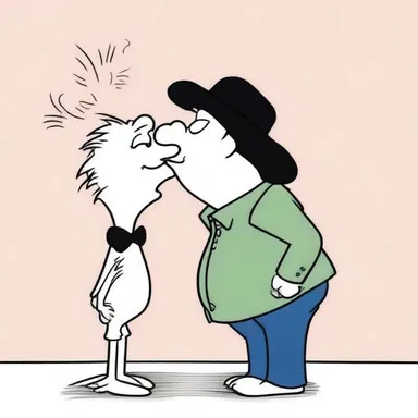 The cartoon character had a big, exaggerated kisser that always made people laugh.