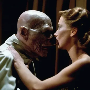 In the horror movie, the villain had a creepy, disfigured kisser that terrified everyone.