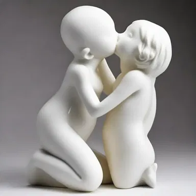 The renowned sculptor crafted a beautiful ceramic statue of a passionate kisser.